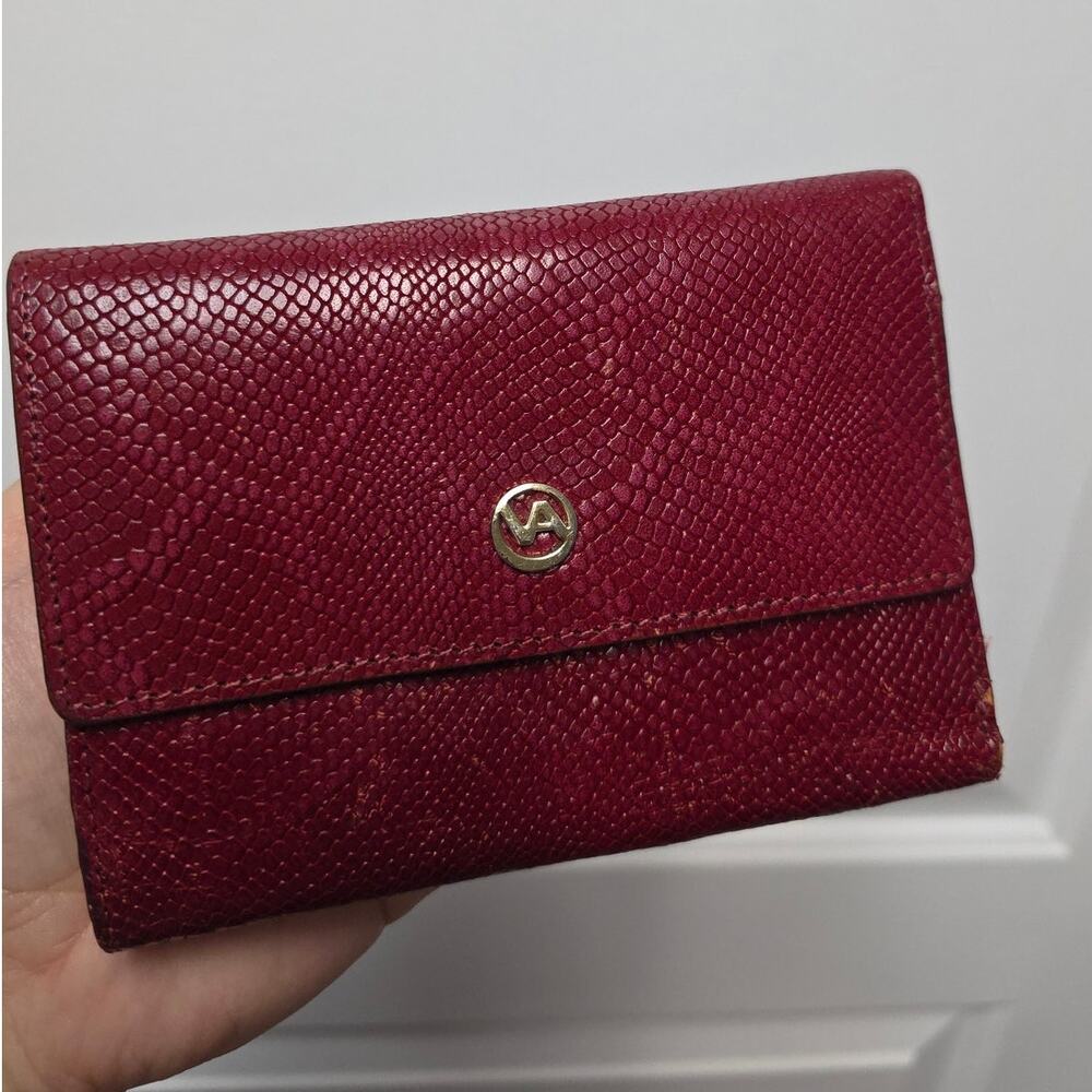 Valentina red leather snake skin embossed wallet